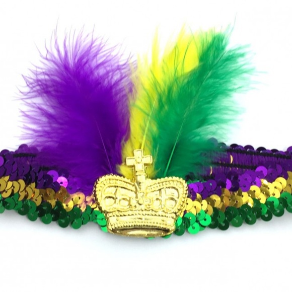 mardi gras feather headband